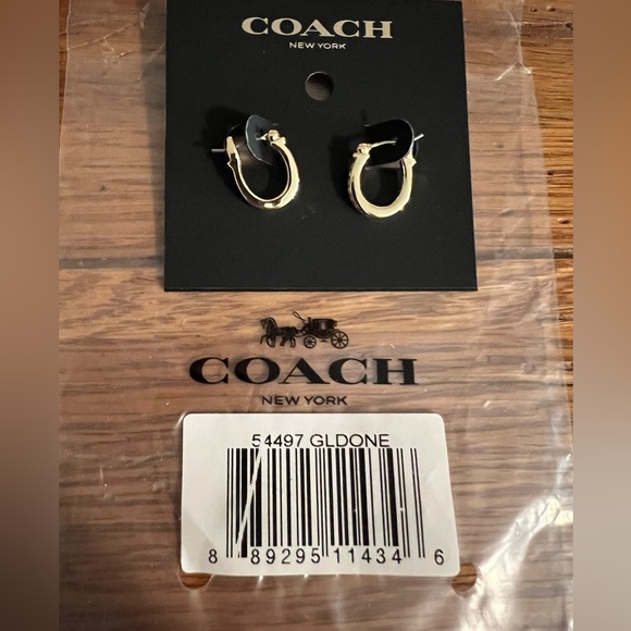 Coach Pave Signature Huggie Earrings new with tags - Picture 2 of 8